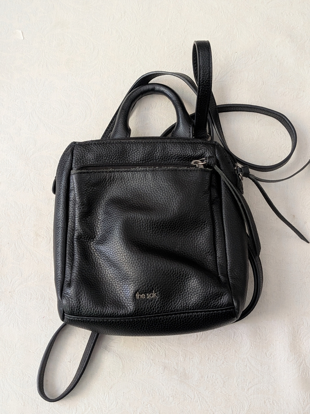 the sak Black Leather Convertible Backpack Crossbody